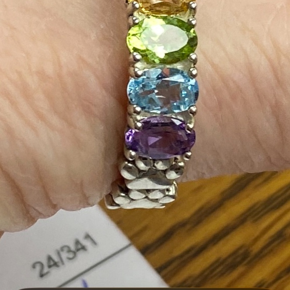 Multicolor Gemstone Silver Paw Ring Set - image 8